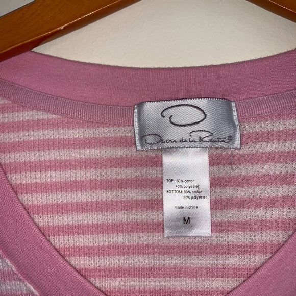 Oscar de la Renta Pink Striped V-Neck Sweater - Picture 4 of 7